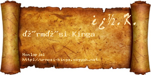 Ürmösi Kinga névjegykártya